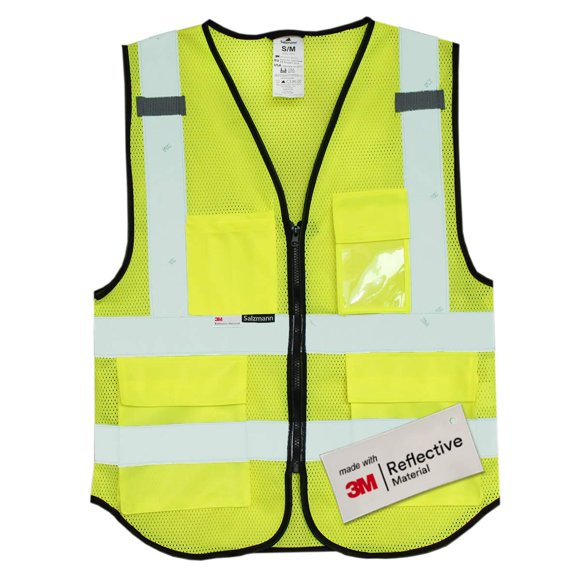 Salzmann 3M Multi-Pocket Safety Vest - Reflective High Visibility Vest - Made with 3M Reflective Material - Meets ANSIISEA107