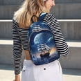 thumbnail image 5 of Vsdgher Moonlit Night Sea Sailboat Print Canvas Backpack Travel Rucksack Unisex Knapsack 15.7/17.7Inch Laptop Backpack for Work,College -Medium, 5 of 5
