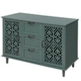 thumbnail image 6 of Lunale 47.24" Retro Hollow-Carved 2-Door Cabinet with 3 Drawers, Storage Sideboard Buffet Accent Cabinet for Living Room, Dark Green, 6 of 7