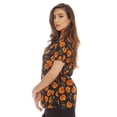 thumbnail image 2 of DreamCrest Women's Scrub Tops Holiday Scrubs Nursing Scrubs (Halloween Pumpkins, Medium, Regular), 2 of 3
