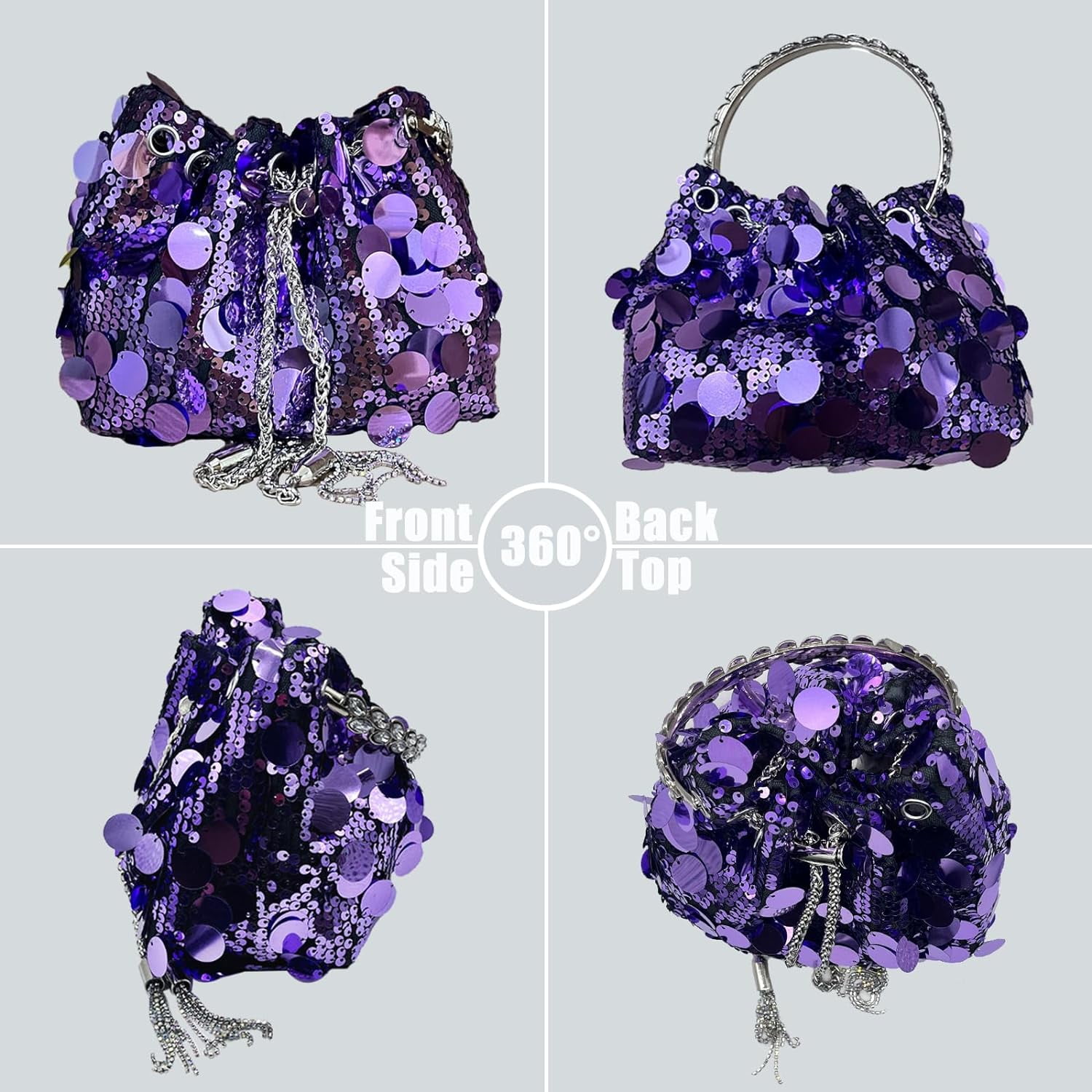 Sparkly Sequin Evening Handbags Purse for Women Glitter Clutch Crossbody Bag for Evening Wedding Party Prom