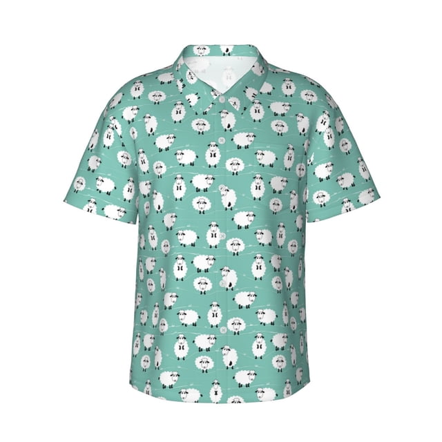 Balery Cute Sheeps Camisas hawaianas de manga corta para hombre, camisas playeras de corte holgado, camisas de vacaciones con botones,X-Large