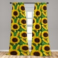thumbnail image 4 of Ambesonne Floral Curtains, Autumn Sunflowers Leaves, Pair of 28"x84", Earth Yellow and Fern Green, 4 of 5