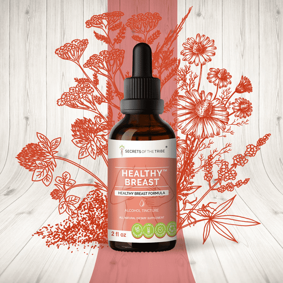 Healthy Breast Alcohol Extract, Tincture, Burdock, Vitex, Wild Yam, Red Clover, Chamomile, Yarrow. Healthy Breast Formula 2 oz