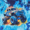 thumbnail image 2 of HCNTES Toddler Boy Summer Outfit Truck Tie Dye Short Sleeve Tee and Printed Shorts 2-Piece Set for Car Themed Parties and Outdoor Playdates, 2 of 9