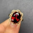 thumbnail image 2 of 3Ct Cushion Cut Simulated Red Garnet Women's Halo Wedding Ring 14k Yellow Gold Plated, 2 of 3