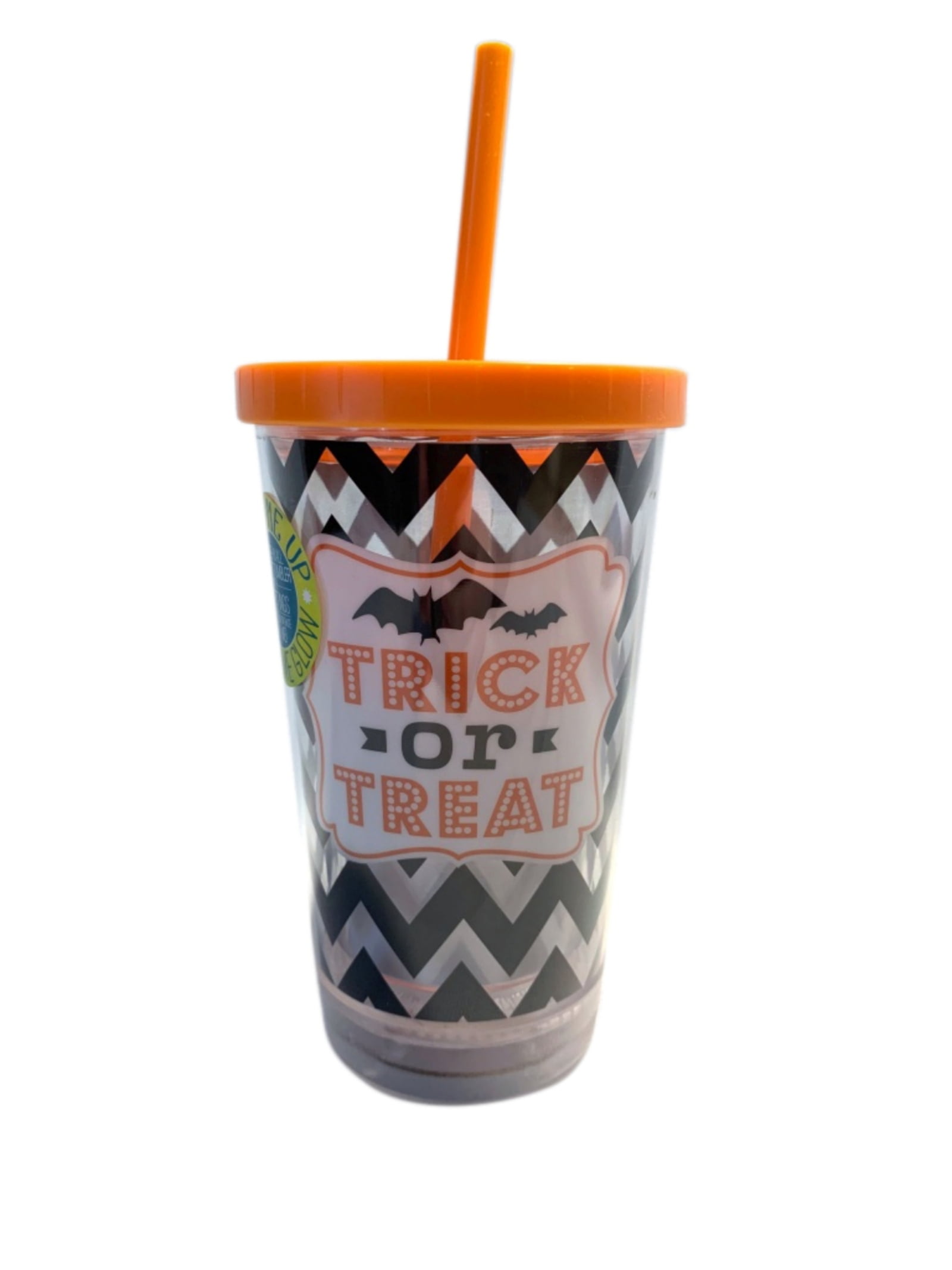 Light Up Drink Tumbler Happy Halloween Trick or Treat Cup, 10 Ounces