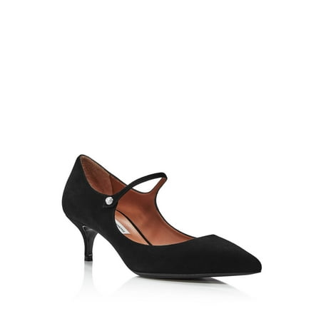 

TABITHA SIMMONS Womens Black Mary Jane Embellished Stretch Hermione Pointed Toe Kitten Heel Slip On Leather Dress Pumps 36