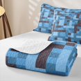 thumbnail image 4 of Meiyoeat Pixel Camo Pattern Quilt King,Soft Mosaic Block Print King Coverlet Set,Light Blue Gray, 4 of 7