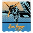 thumbnail image 3 of Ambesonne Airport Shower Curtain, Retro Plane with Propeller, 69"Wx84"L, Multicolor, 3 of 3