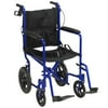 Deluxe Aluminum Transport Chair with Hand Brakes, Blue