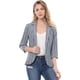 thumbnail image 2 of Blazer De Solapa Con Muescas Y Mangas 3/4 A Rayas Para Mujer Azul S, 2 of 6