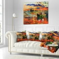 thumbnail image 3 of Designart Colorful Fishing Ships - Seascape Throw Pillow - 18x18, 3 of 5