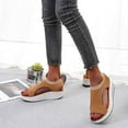 thumbnail image 5 of Women's Wedge Sandals Non-Slip Hollow Mesh Sandals Slip On Peep Toe Plus Size Wedge Sandals Indoor Outdoor Ladies Summer Casual Shoes Brown 10.5, 5 of 6