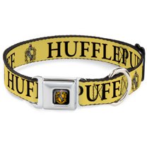 The Wizarding World of Harry Potter Pet Collar, Dog Collar Metal Seatbelt Buckle, Harry Potter Hufflepuff Crest Yellow Black, 15 to 24 Inches 1.0 Inch Wide