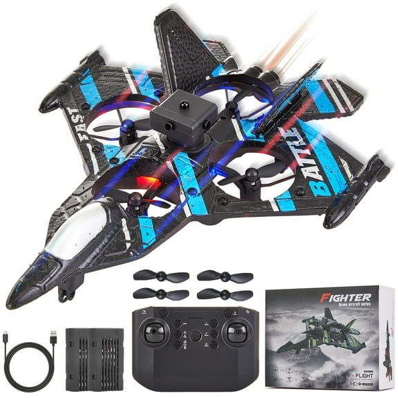 Petbank RC Plane for Kids, Rmote Control Airplane with LED Light, 360° Flips and Gravity Sensing, Ready to Fly RC Aircraft for Kids Adults Beginners, Blue