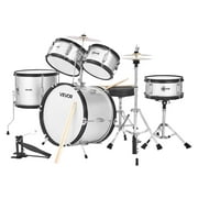 VEVOR Kids Drum Set,5-Piece 16 in Junior Drum Sets, Beginner Drums Set with Adjustable Throne, Cymbal & Two Pairs of Drumsticks, Musical Learning Drums Kit,(Silver)