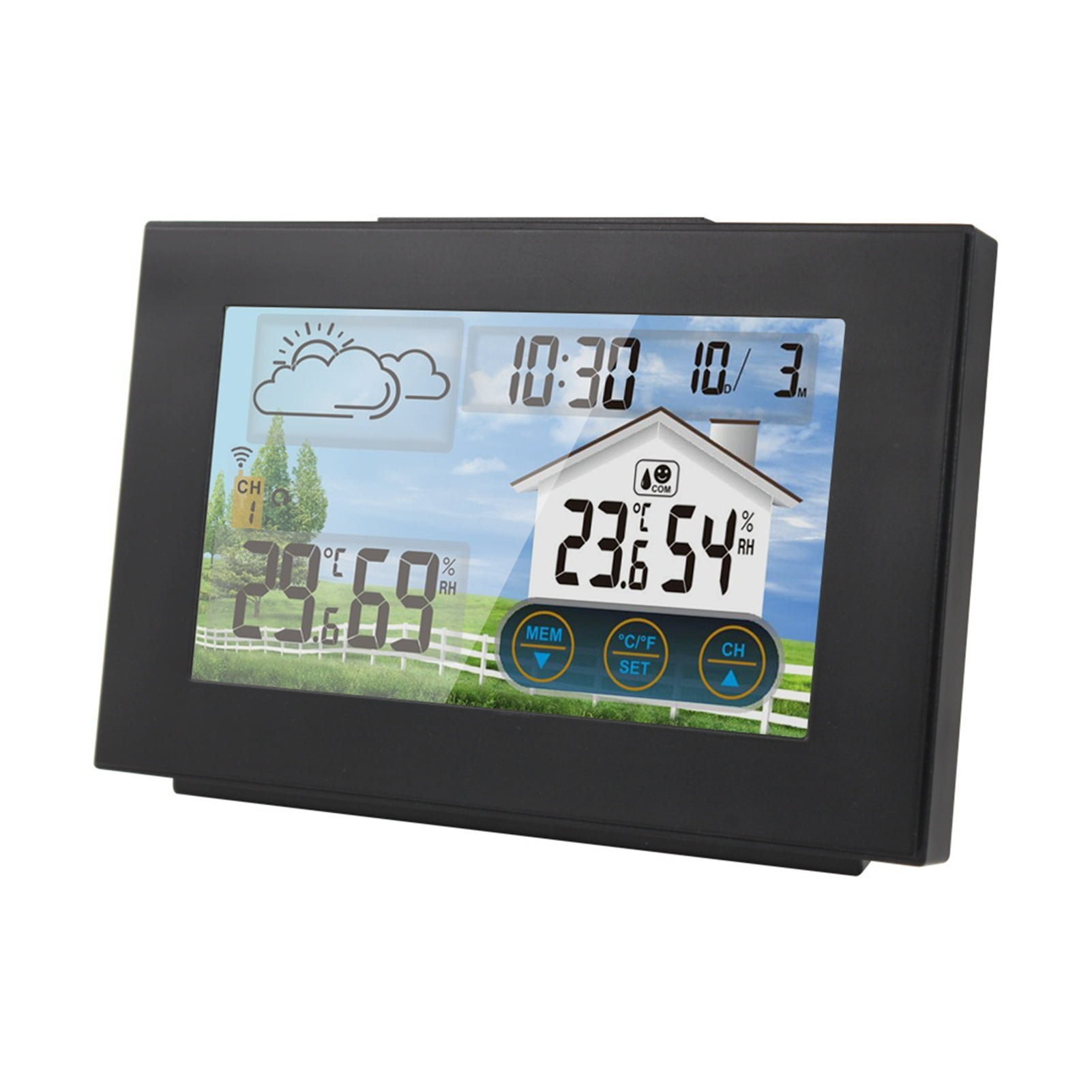 Wireless Color Display Digital Temperature Humidity Monitor Weather Clock Weather Station Indoor Outdoor ,Enhanced Signal Transmission