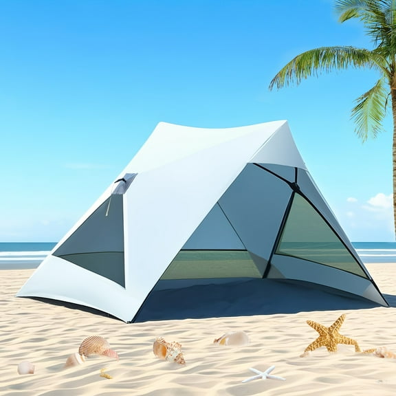 4-Person Pop Up Beach Tent - UPF 50  Sun Protection - Lightweight & Wind-Resistant - Khaki