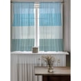thumbnail image 4 of Colorful Stripe Curtains 45 Inch Length,Sheer Curtains for Bedroom Living Room Window Modern Teal Blue Green Vertical Striped Rod Pocket Drapes Kitchen Curtains Small Half Window 42"x45" 2 Panels, 4 of 6