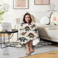 thumbnail image 4 of Wearable Blanket,Beige Cartoon Dinosaurs Illustrations Pattern Hooded Wearable Flannel Blanket for Adults & Teens,Winter Poncho Shawl Wrap Cape Cozy Anti-Pill,50"x60", 4 of 5