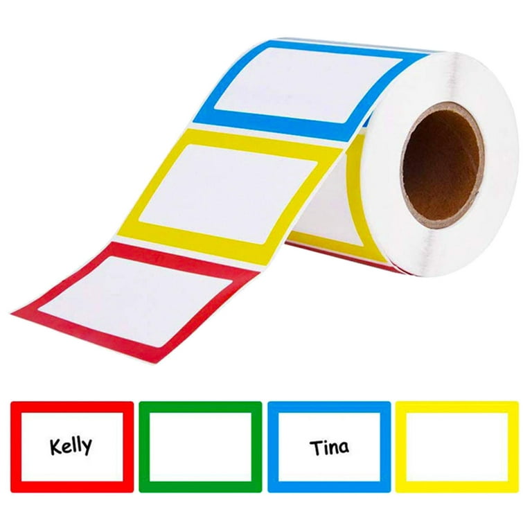 Name Tag Labels - 300 Colourful Name Label Stickers 88x58mm Adhesive Name  Tags, for Clothes, Office And School 