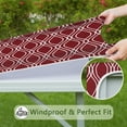 thumbnail image 6 of Burgundy and White Wavy Pattern Square Fitted Tablecloth with Elastic Edge,Square Table Cover,Washable Elastic Table Cover for Home Kitchen Party Decor 36"x36", 6 of 6