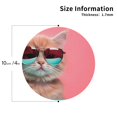thumbnail image 2 of Fuzoiu Cool Cat Pink Sunglasses Print Leather Coasters Set,Drink Coasters Set of 4,for Tabletop Protection, Durable PVC Coasters,Home Décor and Housewarming Gift-Round Shape, 2 of 6