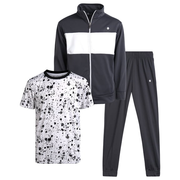 RBX Boys Jogger Set - Lightweight Athletic Tricot Joggers, T-Shirt and Zip Up Jacket for Boys 3 Pack