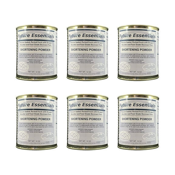 Future Essentials Canned Shortening Powder 6 Cans (#2.5 Can) | Shelf Stable Emergency Food Supply | Long-Term Storage, Baking & Cooking, Camping & Survival Essentials