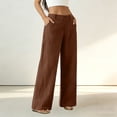 thumbnail image 5 of aohooy Wide Leg High Waist Pants for Women Summer Casual Button Up Palazzo Work Pant Beach Vacation Comfort Trousers with Pockets Brown,XXL, 5 of 8