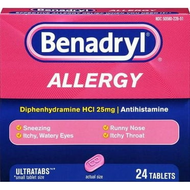 Benadryl Allergy Relief Ultratab Tablets 24 ea (Pack of 4)
