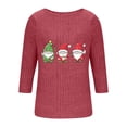 thumbnail image 4 of qucoqpe Women's Christmas Tree Tops Soft Ribbed Pullover Top, Casual Round Neck 3/4 Sleeve Sweaters for Women, 4 of 6