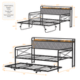 thumbnail image 3 of UBesGoo Metal Daybed Frame Twin Size, Storage Upholstered Headboard with Charging Station, Daybed with Trundle for Living Room Bedroom Guest Room Gray, 3 of 9