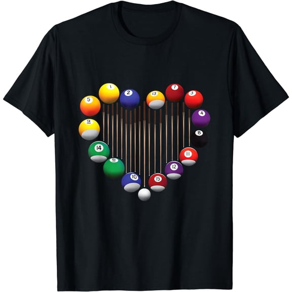 Billiard Pool Billiard Ball Billiard player lover heart men T-Shirt