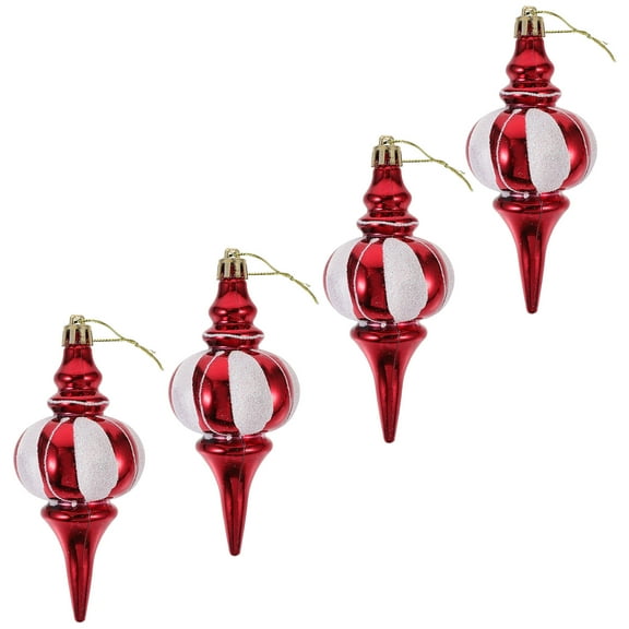 Toyvian 4Pcs Christmas Hanging Ornaments Red Plastic Xmas Tree Decor for Fireplace and Tabletop