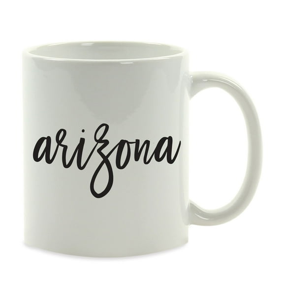 Koyal Wholesale Black Calligraphy Arizona US State Ceramic Coffee Mug