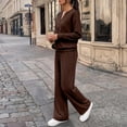 thumbnail image 3 of Evdexr Women's Lounge Sets 2 Piece Long Sleeve Henley Shirts & Trousers Loungewear 2026 Winter Athletic Vacation Sets Baggy Solid Tracksuits with Pocket L, 3 of 6