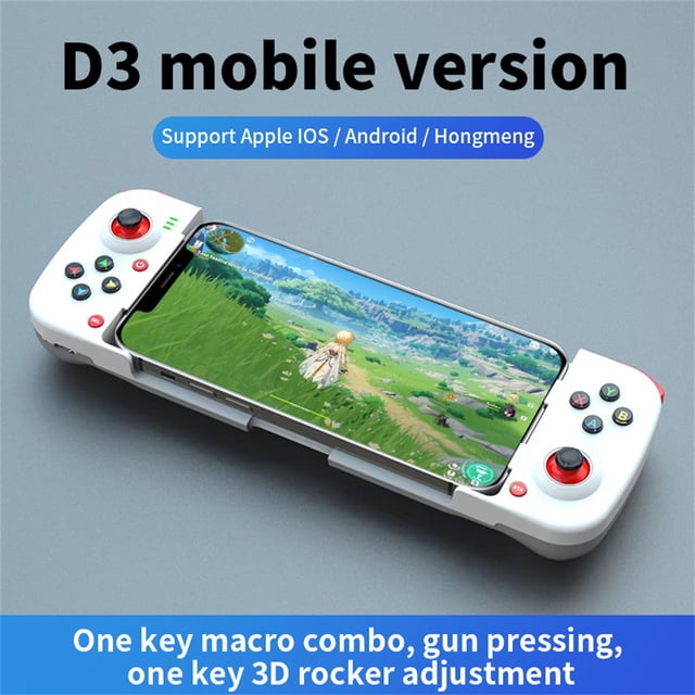 Royalbelle Manette de Jeu Sans Fil Extensible Compatible pour Téléphone Ios/Android, Joystick 3D Rétractable, Poignée Compatible Bluetooth, Contrôleur de Jeu