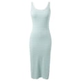 thumbnail image 4 of Women's Casual Stripe Sleeveless Round Neck Slim Dress, Split Hem, Polyester Blend, for Spring/Summer/Autumn, Multiple Sizes, 4 of 5