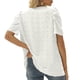 thumbnail image 3 of Camiseta de manga abombada con cuello en V de verano para mujer, blusa holgada informal de punto suizo de manga corta para citas, 3 of 5
