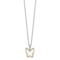 thumbnail image 2 of 14K Two-Tone Gold Cable Necklace with Pendants Chain Diamond Butterfly 18 inch 8 mm, 2 of 2
