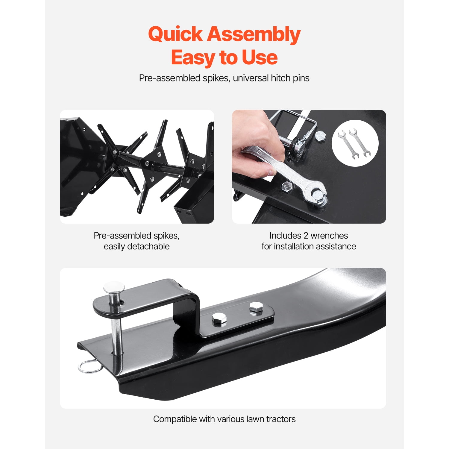 KFFKFF's 40-Inch Lawn Aerator, Attachable to Any Hitch, Equipped with Iron Spikes in Alternate Arrangement, Ideal for Aerating Gardens, Lawns, and Farms