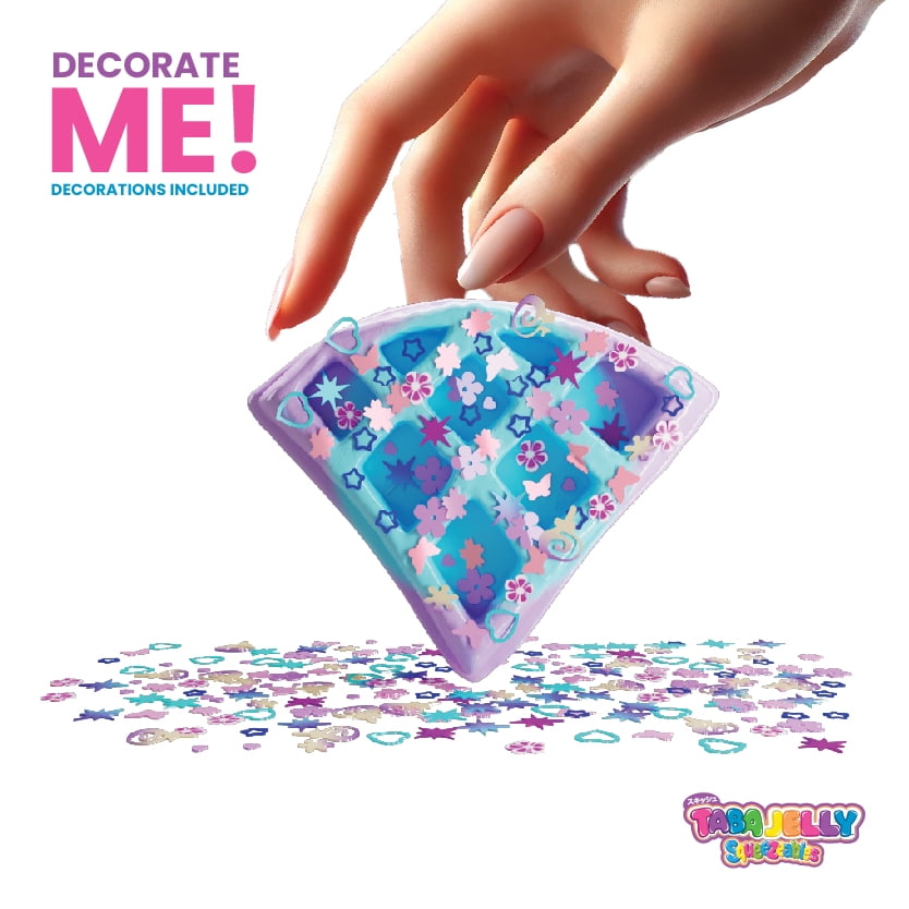 Taba Jelly Squishies Sparkle Waffle - FuFu Squeeze Stress Relief Toy for Kids & Adults - Stretchy & Sticky Fun Sensory Play with Decoration - Relaxing Fidget Toy for Anxiety Relief & Calming Exercise