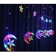 thumbnail image 1 of Cortina de luces de estrella de cinco puntas, cadena de luces de cortina de estrellas, decoración de habitación navideña, luces LED, ambiente de campamento al aire libre, luces intermitentes, 1 of 6