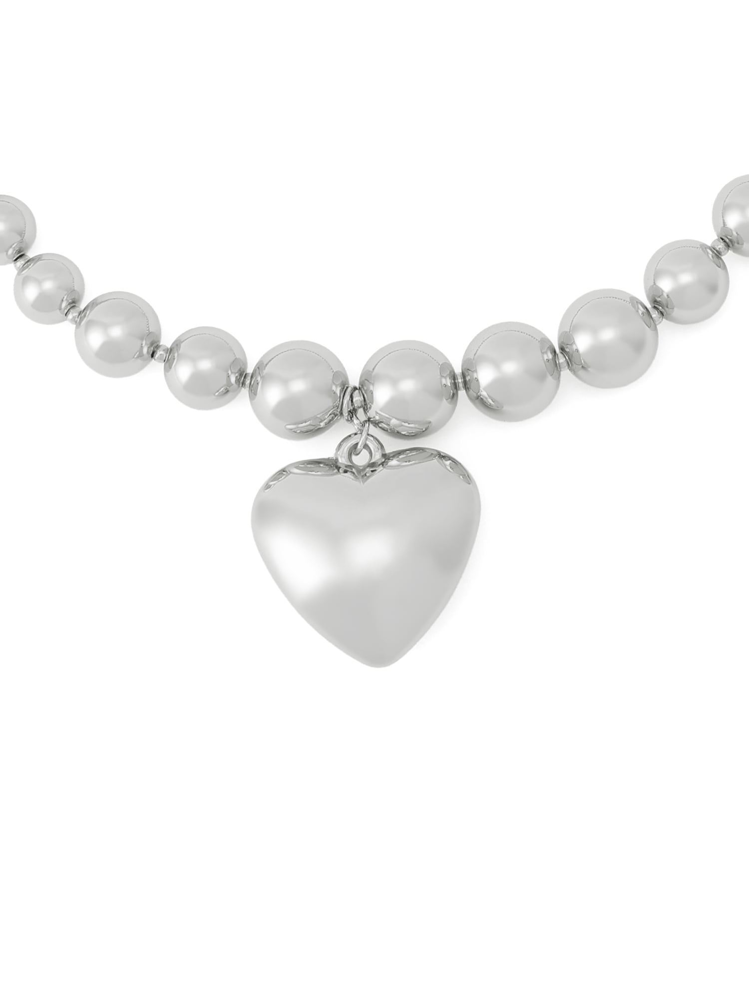 Madden NYC Women's Fashion Rhodium Puffy Heart Pendant Necklace
