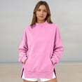 thumbnail image 2 of Jamsmile Women Sweatshirt Casual Neck Solid Color Sweatshirts Comfortable Tops Relaxed Fit Warm Knit Round Layering, 2 of 5