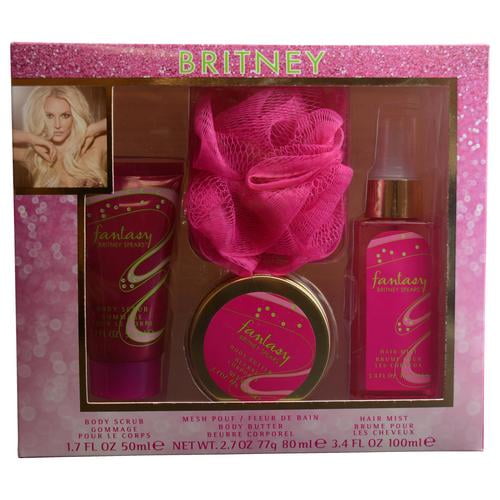 FANTASY BRITNEY SPEARS by Britney Spears HAIR MIST OZ & BODY BUTTER OZ & BODY SCRUB OZ & MESH POUF FANTASY BRITNEY SPEARS by Britney Spears HAIR MIST OZ & BODY BUTTER OZ & BODY SCRUB OZ & MESH POUF