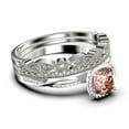 thumbnail image 2 of Twisted Infinity Band Dazzling Boho & hippie 2.00 Carat Round Cut Morganite And Diamond Moissanite Engagement Ring, Classic Wedding Ring in 10k Solid White Gold, Gift For Wife, Trio Rings, 2 of 4