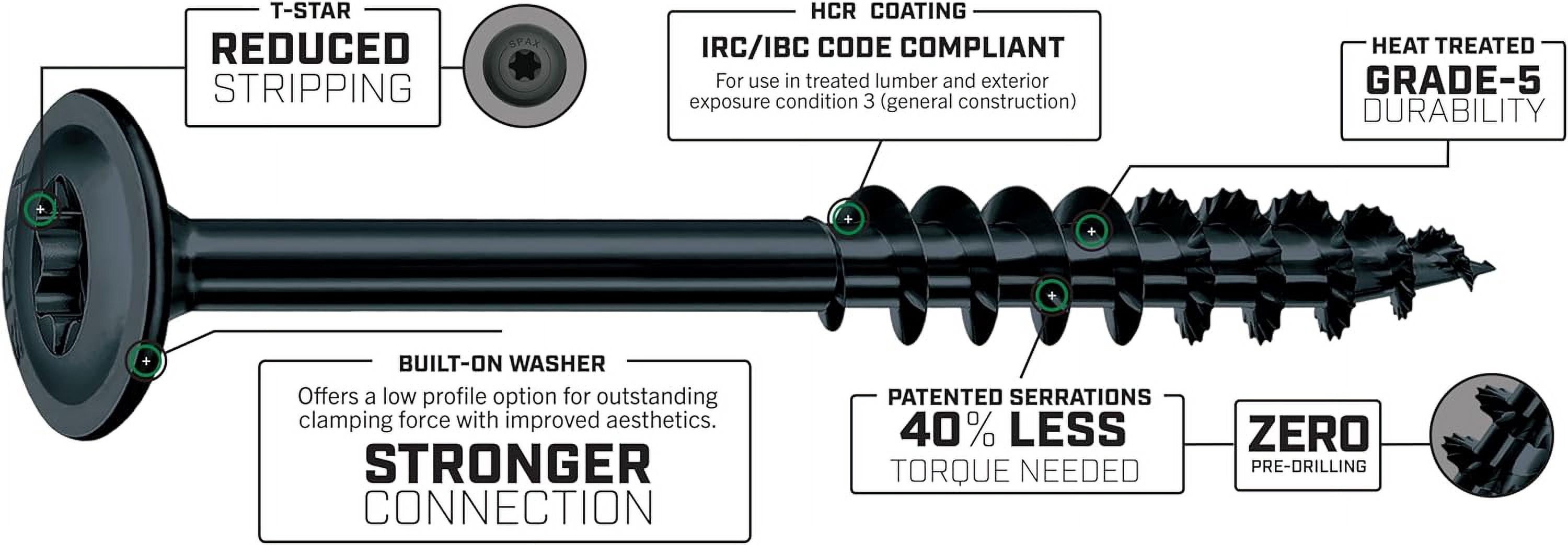 SPAX PowerLags Exterior Structure Screw, Washer Head, Rust Resistant - 500 Ct., 1/4 In. x 4 In.
